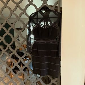 Black tie event dress, long sleeve see through cache dress